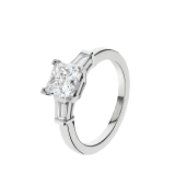 Griffe solitaire ring in platinum with princess cut diamond and two side diamonds. Available in 1 ct. A classic setting that allows the beauty and the pureness of the solitaire diamond to assert itself. 338560 image 1