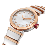 LVCEA watch in 18 kt rose gold and stainless steel case and bracelet, white mother-of-pearl dial and diamond indexes. 102194 image 2