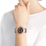 DIVAS' DREAM watch with mechanical manufacture movement, automatic winding, 18 kt rose gold case set with round brilliant-cut diamonds and sapphires, aventurine rotating discs with diamonds and printed constellations and dark blue alligator bracelet 102843 image 5