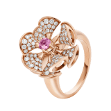 DIVAS' DREAM ring in 18 kt rose gold, set with a central pink sapphire and pavé diamonds. AN857987 image 1