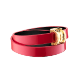 "BVLGARI BVLGARI" double-coiled bracelet in Amaranth Garnet red calf leather with a varnished and pearled effect, finished with a B.Zero1 snap closure in gold plated brass. BZERO1-VCL-AG image 1
