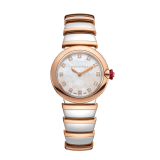 LVCEA watch in 18 kt rose gold and stainless steel case and bracelet, white mother-of-pearl dial and diamond indexes. 102194 image 1