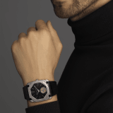 Octo Finissimo Tourbillon Uhr mit extra flachem mechanischem Manufakturwerk und Handaufzug, Gehäuse aus Platin, schwarz lackiertem Zifferblatt und Armband aus schwarzem Alligatorleder. 102138 image 7