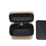 Serpenti Forever jewellery box bag in light gold Molten karung skin with black nappa leather lining. Captivating snakehead zip pullers and chain strap decors in light gold-plated brass. 1177-MoltK image 5