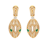 Orecchini Serpenti in oro giallo 18 kt con pavé di diamanti e occhi in malachite. 354576 image 1