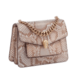 Serpenti Forever Maxi Chain medium crossbody bag in coral carnelian orange Mystical python skin with coral carnelian orange nappa leather lining. Captivating snakehead closure in rose gold-plated brass embellished with mother-of-pearl scales and red enamel eyes. MC-MP-CC image 2
