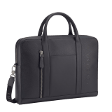 BULGARI Man medium briefcase in black smooth and grainy metal-free calf leather with Olympian sapphire blue regenerated nylon (ECONYL®) lining. Dark ruthenium-plated brass hardware, hot stamped BULGARI logo and zipped closure. BMA-1210-CL image 2
