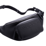 BULGARI Man small belt bag in Olympian sapphire blue smooth and grainy metal-free calf leather with Olympian sapphire blue regenerated nylon (ECONYL®) lining. Dark ruthenium-plated brass hardware, hot stamped BULGARI logo and zipped closure. BMA-1209-CL image 5