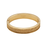 BULGARI BULGARI bangle bracelet in gold-plated brass with gold galuchat skin inserts. Iconic double BULGARI logo engraved on both edges and a hinge closure. HINGELOGOBRCLT-G-G image 1