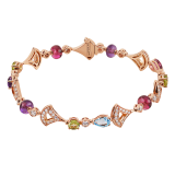 DIVAS' DREAM 18 kt rose gold bracelet set with coloured gemstones and pavé diamonds BR858404 image 1