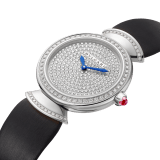 DIVAS' DREAM watch with 18 kt white gold case set with brilliant-cut diamonds, diamond-pavé dial and black satin bracelet 102561 image 2