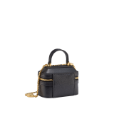 Serpenti Forever mini jewellery box bag in grained, amaranth garnet red Urban calf leather. Captivating snakehead zip pulls and light gold-plated brass chain embellishment. SEA-NANOJWLRYBOX image 2