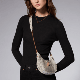 Serpenti Ellipse small crossbody bag in Urban grain and smooth flamingo quartz pink calf leather with flamingo quartz pink gros grain lining. Captivating snakehead closure in gold-plated brass embellished with black onyx scales and red enamel eyes. Online exclusive colour. 1204-Hobo image 7
