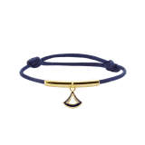 "Diva's Dream" bracelet in emerald green fabric with a light gold-plated brass plate. Distinctive Diva charm in light gold-plated brass enamelled in emerald green. DIVAMINISTRINGa image 3