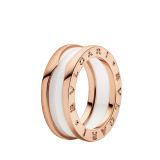 Anello B.zero1 a due fasce in oro rosa 18 kt con spirale in ceramica bianca. B-zero1-2-bands-AN855964 image 1