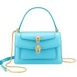 "Alexander Wang x Bvlgari" belt bag in smooth Aegean Topaz blue calf leather. New double Serpenti head closure in antique gold-plated brass with alluring red enamel eyes. Online Exclusive Colour. 291169 image 1