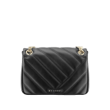 Serpenti Cabochon small shoulder bag in white agate soft matelassé calf leather with black nappa leather lining. Captivating snakehead closure in light gold-plated brass embellished with shiny black and white agate enamel scales and black onyx eyes. 1094-NSM image 3