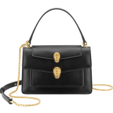 "Alexander Wang x Bvlgari" belt bag in smooth black calf leather. New double Serpenti head closure in antique gold-plated brass with tempting red enamel eyes. 288737 image 1