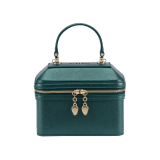 Serpenti Forever jewellery box bag in twilight sapphire blue Urban grain calf leather with Niagara sapphire blue nappa leather lining. Captivating snakehead zip pullers and chain strap decors in light gold-plated brass. 1177-UCL image 1