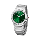 BVLGARI BVLGARI LADY watch with stainless steel case, stainless steel bracelet, stainless steel bezel engraved with double logo and green sun-brushed dial. 103693 image 2