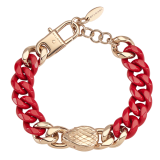 Serpenti Forever Maxi Chain bracelet in gold-plated brass with partial black enamel. Captivating snakehead embellishment with red enamel eyes in the middle, and adjustable closure. SERP-CHUNKYCHAIN image 3