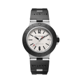 Bvlgari Aluminium watch with mechanical movement with automatic winding, 40 mm aluminum and titanium case, black rubber bezel with BVLGARI BVLGARI engraving, gray dial and black rubber bracelet. Power reserve 42h. Water-resistant up to 100 meters. 103382 image 1