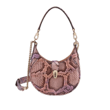 Serpenti Ellipse small crossbody bag in multicolour Early Bright python skin with caramel topaz beige nappa leather lining. Captivating snakehead closure in light gold-plated brass embellished with black onyx scales and red enamel eyes. 291746 image 1