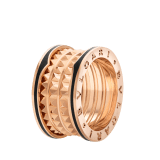 B.zero1 Rock four-band ring in 18 kt rose gold with studded spiral and black ceramic inserts on the edges. AN859089 image 1