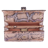 Serpenti Forever shoulder bag in multicolour Early Bright python skin with caramel topaz beige nappa leather lining. Captivating snakehead closure in light gold-plated brass embellished with black and caramel topaz beige enamel scales and black onyx eyes. 291720 image 5