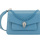 "Serpenti Forever" maxi chain crossbody bag in Amaranth Garnet red nappa leather, with Pink Spinel fuchsia nappa leather internal lining. New Serpenti head closure in gold plated brass, finished with small red carnelian scales in the middle and red enamel eyes. 1138-MCNa image 1