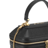 Serpenti Forever jewelry box bag in twilight sapphire blue Urban grain calf leather with Niagara sapphire blue nappa leather lining. Captivating snakehead zip pullers and chain strap decors in light gold-plated brass. 1177-UCL image 6