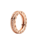 Anello B.zero1 a una fascia in oro rosa 18 kt con pavé di diamanti lungo la spirale. B-zero1-1-bands-AN854461 image 1