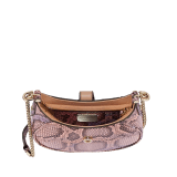 Serpenti Ellipse small crossbody bag in multicolour Early Bright python skin with caramel topaz beige nappa leather lining. Captivating snakehead closure in light gold-plated brass embellished with black onyx scales and red enamel eyes. 291746 image 4