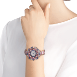 DIVAS' DREAM watch with 18 kt white gold case set with baguette and brilliant-cut diamonds, round and buff-cut rubellites, buff-cut sapphires and sapphire beads, snow pavé dial, 18 kt white gold bracelet set with brilliant-cut diamonds and buff-cut rubellites 102153 image 3