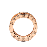 B.zero1 Rock four-band ring in 18 kt rose gold with studded spiral and black ceramic inserts on the edges. AN859089 image 2