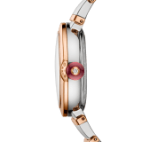 LVCEA watch with stainless steel case, 18 kt rose gold bezel, white mother-of-pearl dial, diamond indexes, stainless steel and 18 kt rose gold bracelet. 102198 image 2