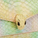 Serpenti Forever small crossbody bag in multicolour Spring Shade python skin with sunbeam citrine yellow nappa leather lining. Captivating snakehead closure in gold-plated brass embellished with sunbeam citrine yellow enamel scales and black onyx eyes. 291808 image 5