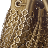 Serpenti Forever mini bucket bag in light gold calf leather with light-gold plated brass heritage mesh. 291696 image 3