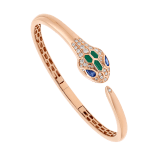 Serpenti Armband aus 18 Karat Roségold mit Augen aus blauem Saphir, Malachit-Elementen und Diamant-Pavé BR858586 image 1