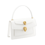 "Alexander Wang x Bvlgari" belt bag in smooth white calf leather. New double Serpenti head closure in antique gold-plated brass with tempting red enamel eyes. 288739 image 2