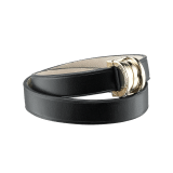 "Bvlgari Bvlgari" double-coiled bracelet in black calf leather, with B.Zero1 snap closure in light gold plated brass. BZERO1-CL-B image 4