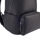 BULGARI Man large backpack in black smooth and grainy metal-free calf leather with Olympian sapphire blue regenerated nylon (ECONYL®) lining. Dark ruthenium-plated brass hardware, hot stamped BULGARI logo and zipped closure. 291922 image 4