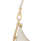 Serpenti Ellipse small crossbody bag in white agate shiny lizard skin with beige and grey shades, and with caramel topaz beige nappa leather lining. Captivating snakehead closure in gold-plated brass embellished with black onyx scales and red enamel eyes. 291738 image 5