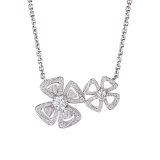 Fiorever Halskette mit zwei Blumen aus 18 Karat Weißgold mit zwei zentralen Diamanten und Diamant-Pavé 354498 image 1