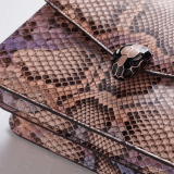 Serpenti Forever shoulder bag in multicolour Early Bright python skin with caramel topaz beige nappa leather lining. Captivating snakehead closure in light gold-plated brass embellished with black and caramel topaz beige enamel scales and black onyx eyes. 291720 image 4