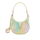 Serpenti Ellipse small crossbody bag in multicolour Spring Shade python skin with sunbeam citrine yellow nappa leather lining. Captivating snakehead closure in gold-plated brass embellished with white mother-of-pearl scales and red enamel eyes. 291736 image 1