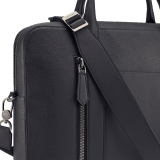 BULGARI Man medium briefcase in black smooth and grainy metal-free calf leather with Olympian sapphire blue regenerated nylon (ECONYL®) lining. Dark ruthenium-plated brass hardware, hot stamped BULGARI logo and zipped closure. BMA-1210-CL image 4