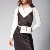 "Alexander Wang x Bvlgari" belt bag in smooth white calf leather. New double Serpenti head closure in antique gold-plated brass with tempting red enamel eyes. 288739 image 8