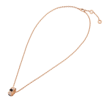 Serpenti Viper 18 kt rose gold necklace set with onyx elements and pavé diamonds (0.21 ct) on the pendant 356554 image 2