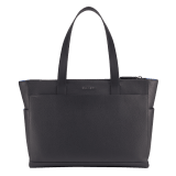 BULGARI Man large horizontal tote bag in ivy onyx grey smooth and grainy metal-free calf leather with Olympian sapphire blue regenerated nylon (ECONYL®) lining. Dark ruthenium-plated brass hardware, hot stamped BULGARI logo and zipped closure. BMA-1211-CL image 3
